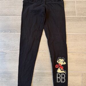 Universal Studios Betty Boop Black Glitter Rhinestone Leggings Women Size M